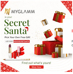 MyGlamm Christmas Loot : Get Product of Rs 500 Free (Pay ₹99 Shipping Only).
