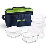 Borosil Alfa Green Universal Lunchbox | 4pc (320ml x 2 Square + 240ml x 2 Round) Container Set Rs. 299 – Amazon