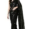 SWADESI STUFF Black Heavy Georgette Sequence Work Saree with Banglory Silk Blouse Rs. 484 – Amazon