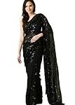SWADESI STUFF Black Heavy Georgette Sequence Work Saree with Banglory Silk Blouse Rs. 484 – Amazon