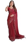 SWADESI STUFF Georgette Saree with Banglory Silk Blouse Rs. 484 – Amazon