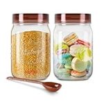 MILTON Vintage Airtight Containers with Spoons for Kitchen Storage, Food Grade Plastic, Stackable & Transparent Organizer Jars, Masala Dabba, Set of 2 (1.5 Litres each) Tea, Coffee, Sugar, Dry Fruits Rs. 129 – Amazon