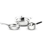 Lifelong Stainless Steel Kadai, Frypan & Saucepan for Cooking | 22 cm Kadai & Fry Pan 22 cm with Glass Lid | 14 cm Sauce Pan Rs. 1099 – Amazon