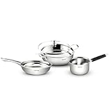 Lifelong Stainless Steel Kadai, Frypan & Saucepan for Cooking | 22 cm Kadai & Fry Pan 22 cm with Glass Lid | 14 cm Sauce Pan Rs. 1099 – Amazon