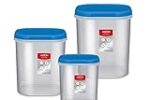 MILTON Quadra Modular Multi-Purpose Plastic Containers with Lid, Set of 3 (2L, 3L & 4L) Kitchen Storage Container Set Rs. 330 – Amazon