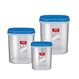 MILTON Quadra Modular Multi-Purpose Plastic Containers with Lid, Set of 3 (2L, 3L & 4L) Kitchen Storage Container Set Rs. 330 – Amazon