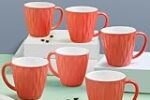 Larah by BOROSIL 6pc Opalware Curl Sunset Orange Tea/Coffee Mug Set (200 ml Each) Rs. 368 – Amazon