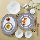 Larah by Borosil Emerald Weave Opalware Dinner Set | 60 Pcs Rs. 3860 – Amazon