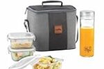 CELLO Glassy Square Lunch Box Set of 4 | (320ml x 3) & 1 Glass Water Bottle