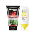 GARNIER Men Acno Fight Anti Pimple Face Wash 100g + Super UV Invisible Serum Sunscreen 30ml (2 Items in the set) Rs. 244 – Amazon
