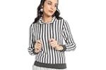 Campus Sutra Women’s Dark Grey Candy Striped Hoodie with Ribbed Hem (Size – L) Rs. 400 – Amazon
