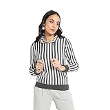 Campus Sutra Women’s Dark Grey Candy Striped Hoodie with Ribbed Hem (Size – L) Rs. 400 – Amazon