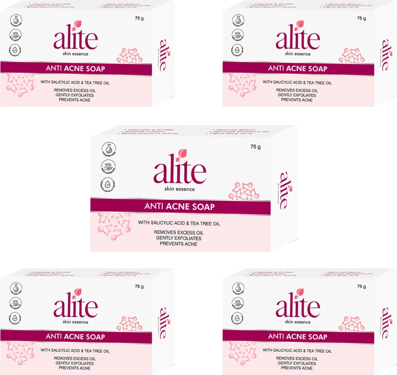 alite Anti Acne Soap With Tea Tree Oil & Salicylic Acid Full-body Cleansing(5 x 75 g)