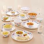 Larah By Borosil Speckle Silk Series Opalware Dinner Set with Glasses, 35 Pieces Rs. 1770 – Amazon