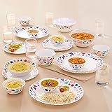 Larah By Borosil Speckle Silk Series Opalware Dinner Set with Glasses, 35 Pieces Rs. 1770 – Amazon
