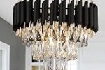 Desidiya Black Mamba Modern Crystal Pendant Light 3 Tiers Black and Gold Fixtures Rs. 1799 – Amazon