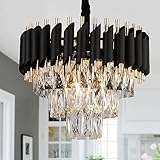 Desidiya Black Mamba Modern Crystal Pendant Light 3 Tiers Black and Gold Fixtures Rs. 1799 – Amazon