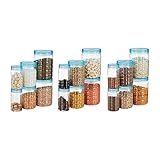 Amazon Brand – Solimo Plastic Checkered Jar Container, Set Of 18