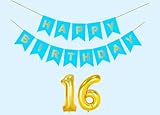 Mystic Toy Store 16th Sky Blue Happy Birthday Decoration Kit