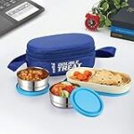 CELLO Double Treat Stainless Steel Lunch Box with Bag