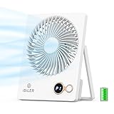 ISILER Small Desk Fan, 1200mAh Portable USB Fan with 3 Speeds
