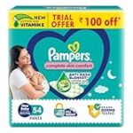 Pampers Complete Skin Comfort Pants, New Born/X-Small, 54 Count, Upto 5kg