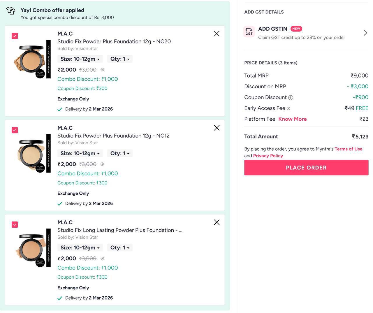 Myntra Buy 2 Get 1 Free Plus Extra Discount On M.A.C Makeup