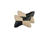 ADWAIT Car Sqaure Beige Black Faux Leather Neck Rest