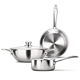 Milton Procook Triply Induction Base Cookware Set of 3 Stainless Steel