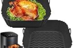 LOMGAV 2 PCS Square Air Fryer Silicone Liners, 8 Inch