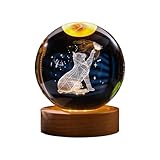 GITGRNTH 3D Cat Figurine Crystal Ball Lamp