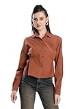 BENE KLEED Women Brown Casual Shirt, Long Sleeve