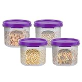 SIMPARTE Air-Tight Plastic Container (Purple, 250 ML, Set of 4)