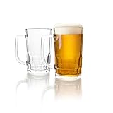 Cello Classic Beer Glass Mug with Handle Set of 2, 330ml Each