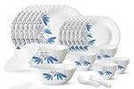 Larah By Borosil Twilight Silk Series Opalware Dinner Set with Glasses, 40 Pieces