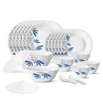 Larah by Borosil Twilight Silk Series Opalware Dinner Set of Plates (White, 35 Pieces)