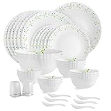 Cello Tropical Lagoon Dazzle Series Opalware Dinner Set, 35-Pieces