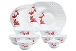 Larah by Borosil Ruby Opalware Dinner Set, 27 Pcs