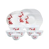 Larah by Borosil Ruby Opalware Dinner Set, 27 Pcs