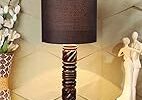 tu casa Black Cotton Shade with Brown Mango Wood Base Table Lamp