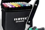 KLIFFOO Dual Tip Colorful Art Markers 24 Colors Sketch Pens With Carry Bag