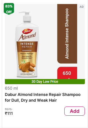 Almond shampoo for damaged hair