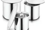 GenKraft Induction Bottom Cookware Set (Stainless Steel, 3 – Piece)