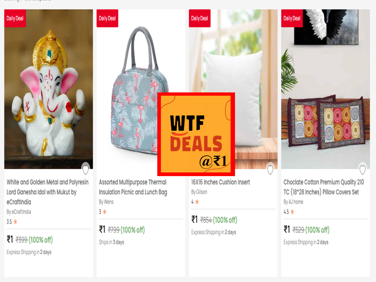 "Exclusive Pepperfry WTF Deals offering home decor and lifestyle products for just ₹1 in India."