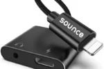 sounce Black iPhone Charger and Headphones Adapter Splitter