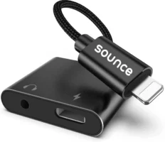 sounce Black iPhone Charger and Headphones Adapter Splitter