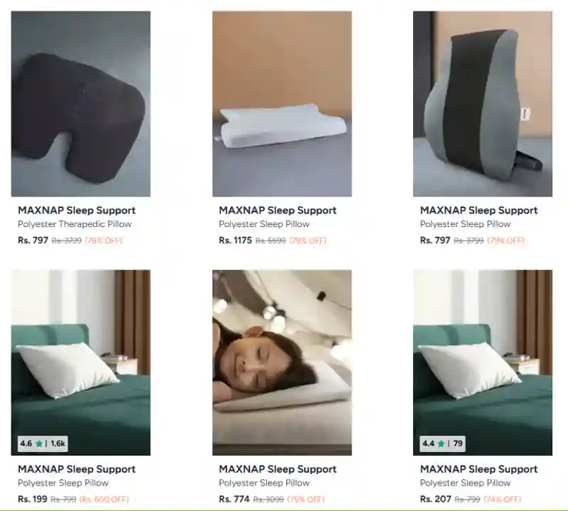 Myntra: Price drop on Maxnap Pillows get up to 79% off + 10% Coupon