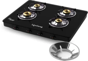 Lifelong Gas Stove with Toughened Glass Top (4 Burners)