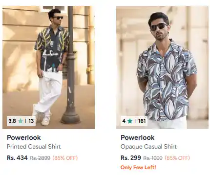 Powerlook Clothing up to 85% off on Myntra