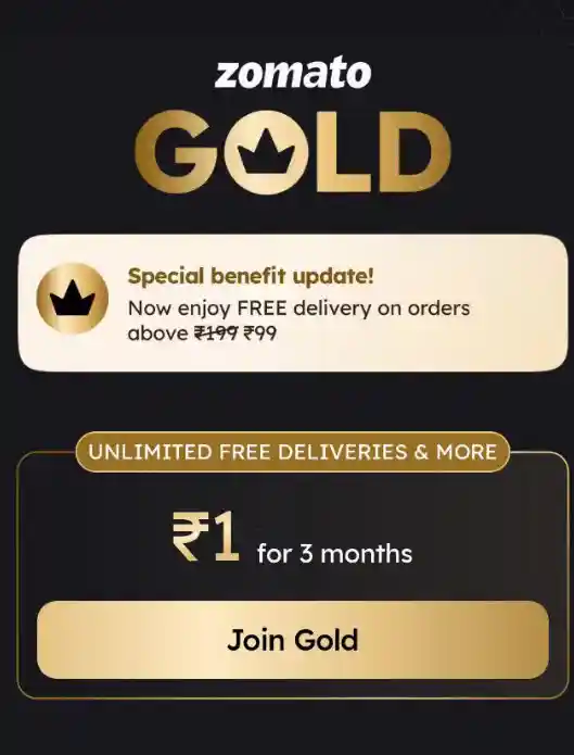 Zomato Gold membership offer